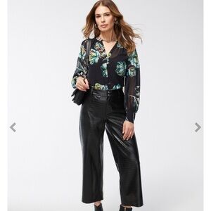 NWT Chico’s Faux Crocodile Wide Leg Crops